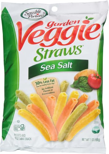 Sensible Portions Garden Veggie Straws with Kosher and gluten-free labeling