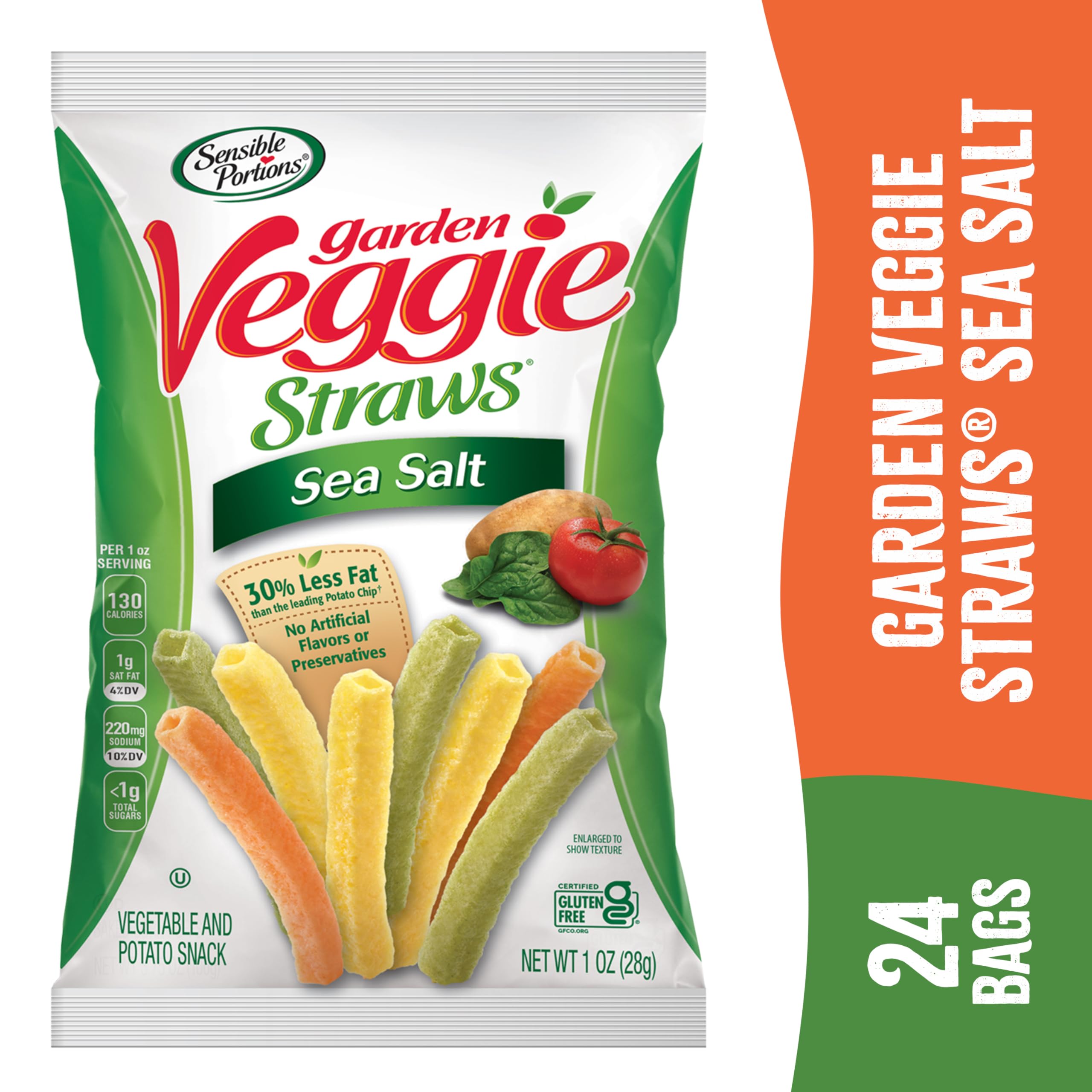 Sensible Portions Sea Salt flavor highlighted among veggie snack offerings.