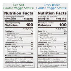 Sensible Portions Veggie Straws crunchy texture shown for on-the-go snacking.