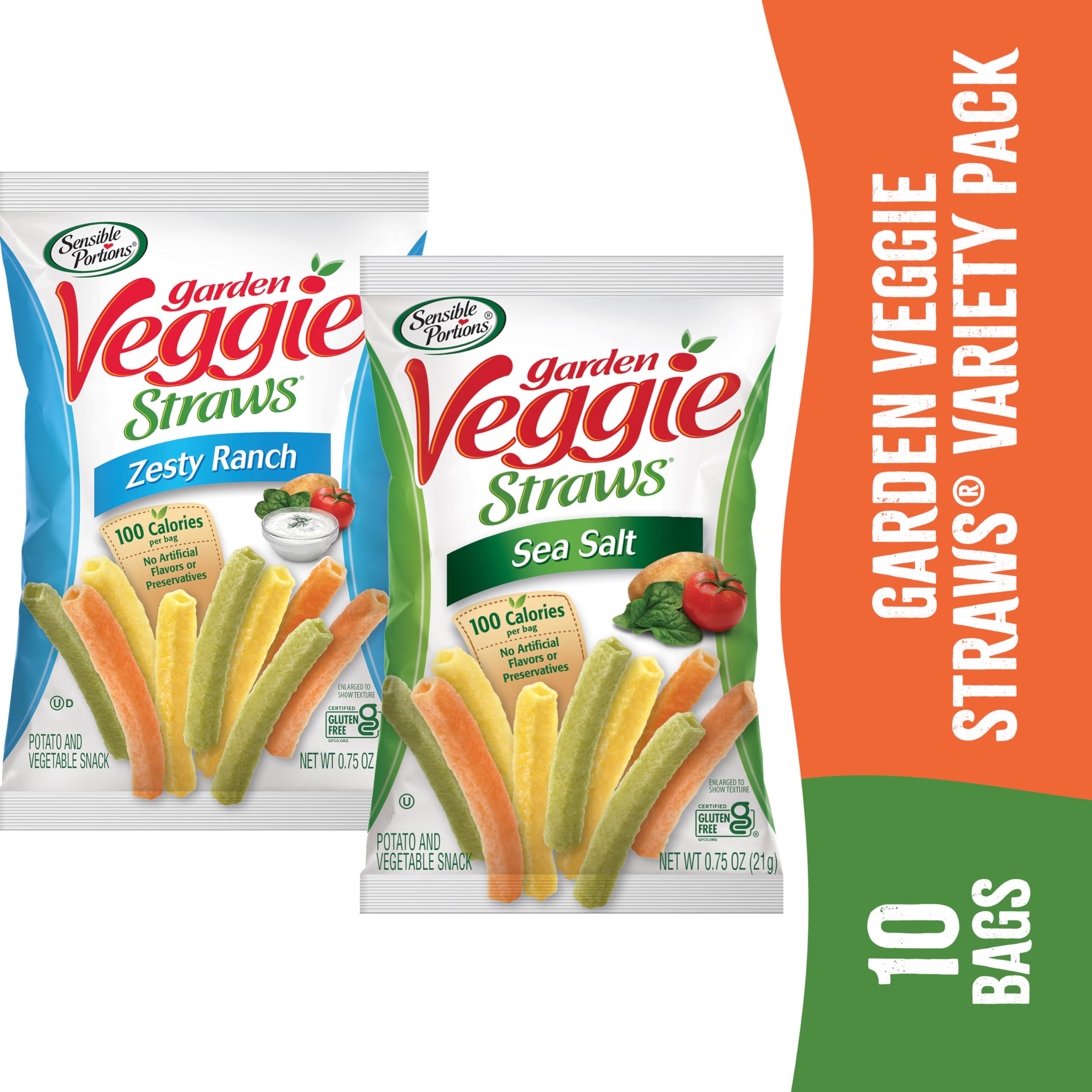 Gluten-free and kosher Veggie Straws snack option from Sensible Portions.