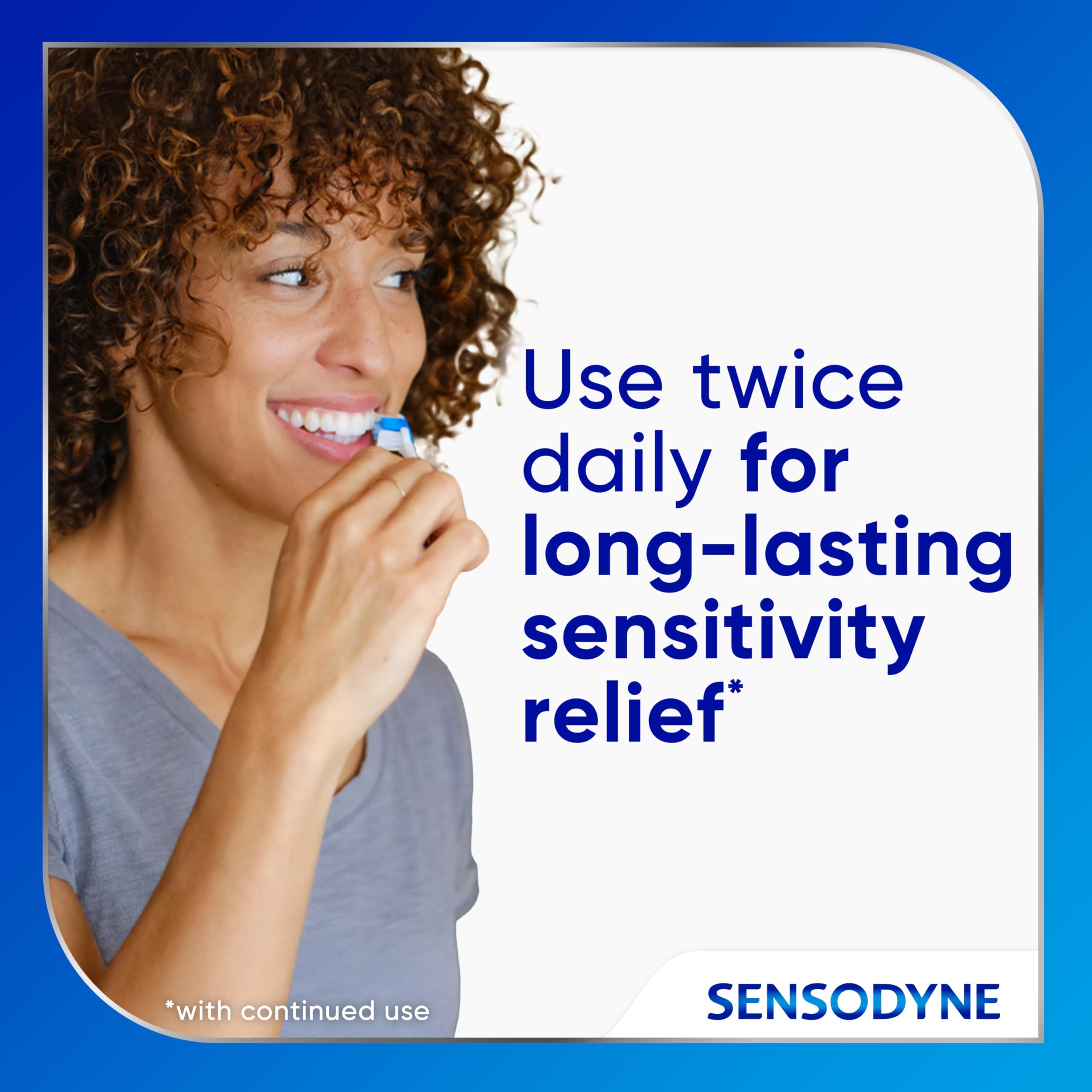 Minty foam on a brush from Sensodyne for fresh breath.