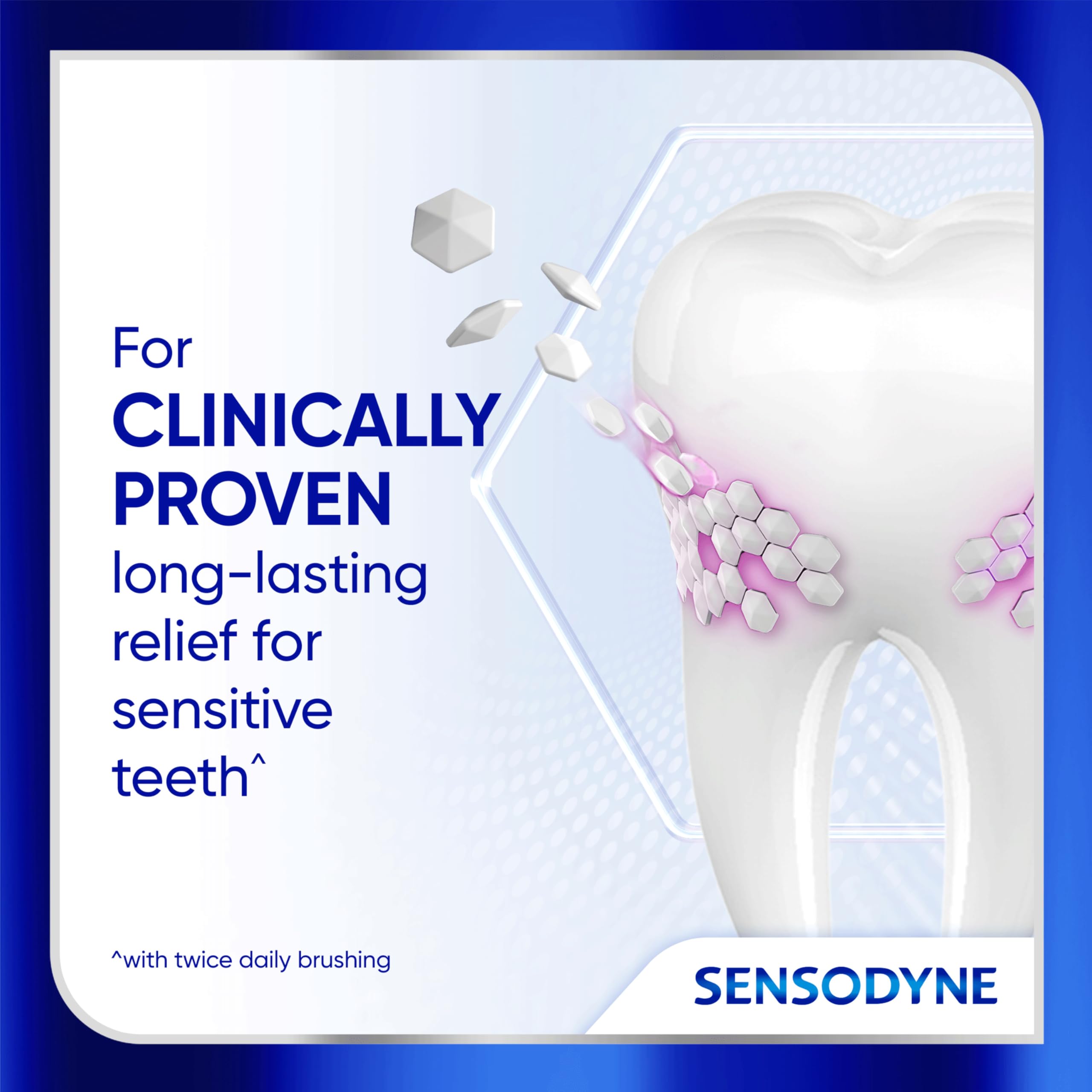 Back view of a Sensodyne tube showing protective layer concept.