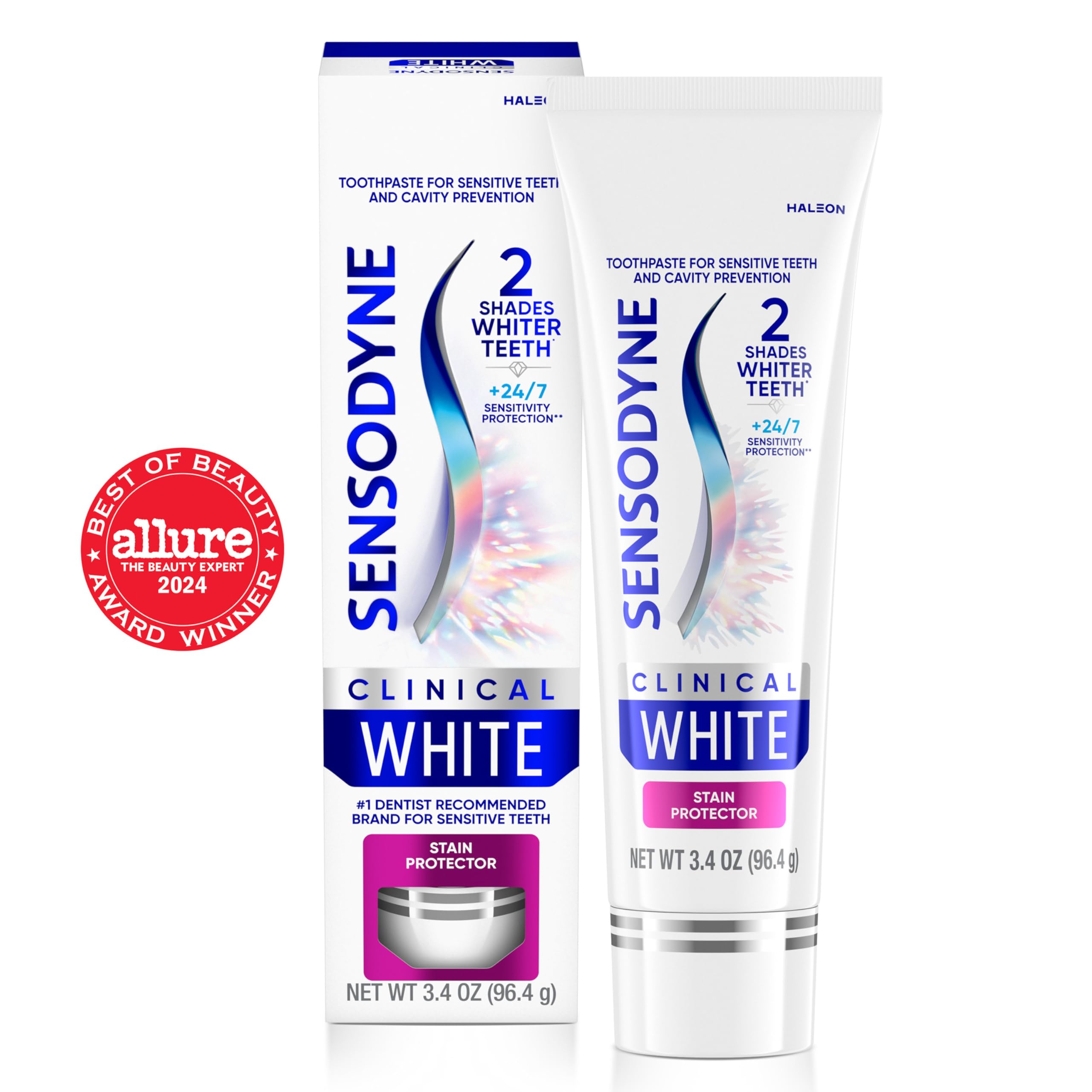 Brightened teeth after using Sensodyne Clinical White.