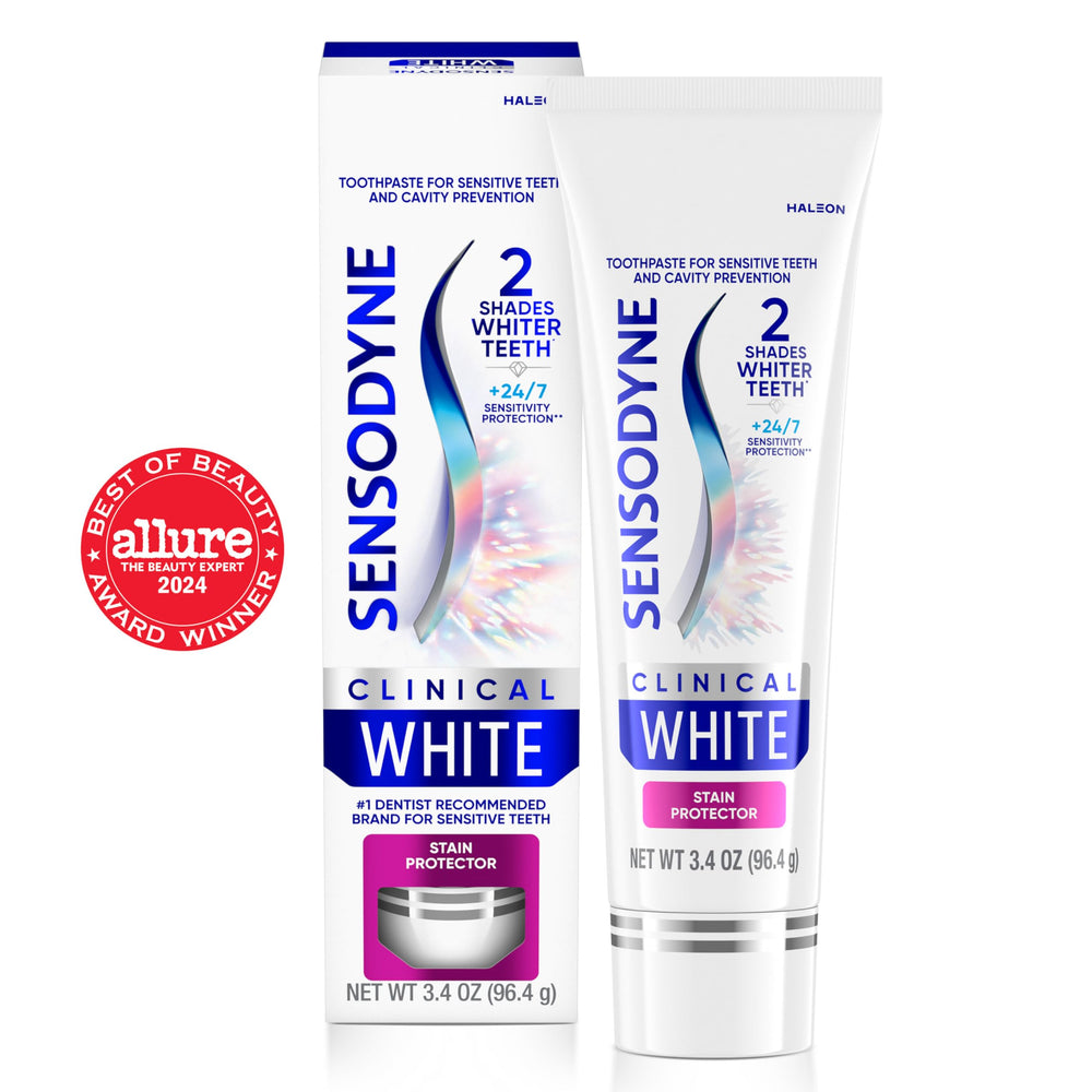 Brightened teeth after using Sensodyne Clinical White.