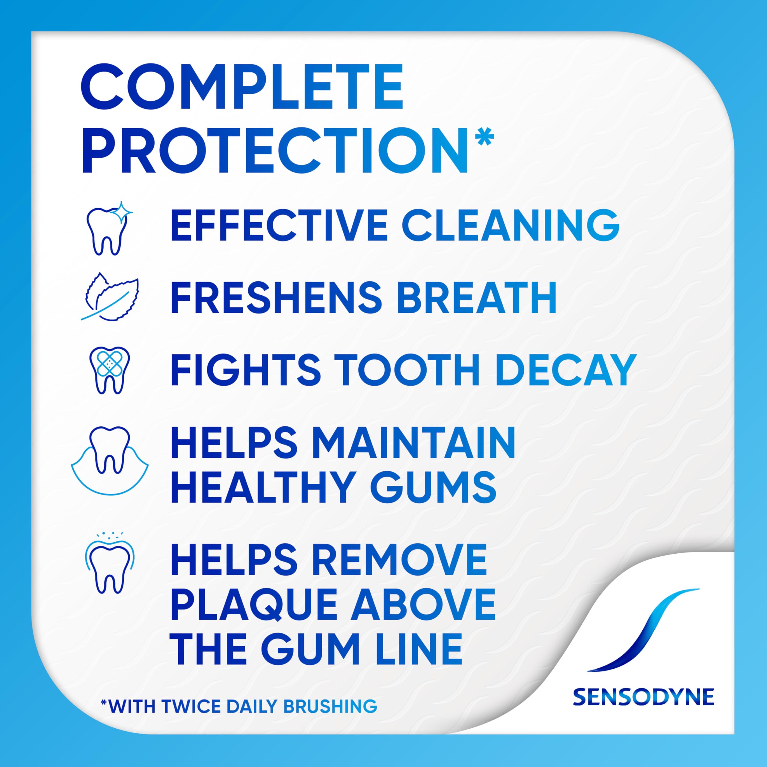 Sensodyne anticavity texture close-up showing enamel-strengthening formula