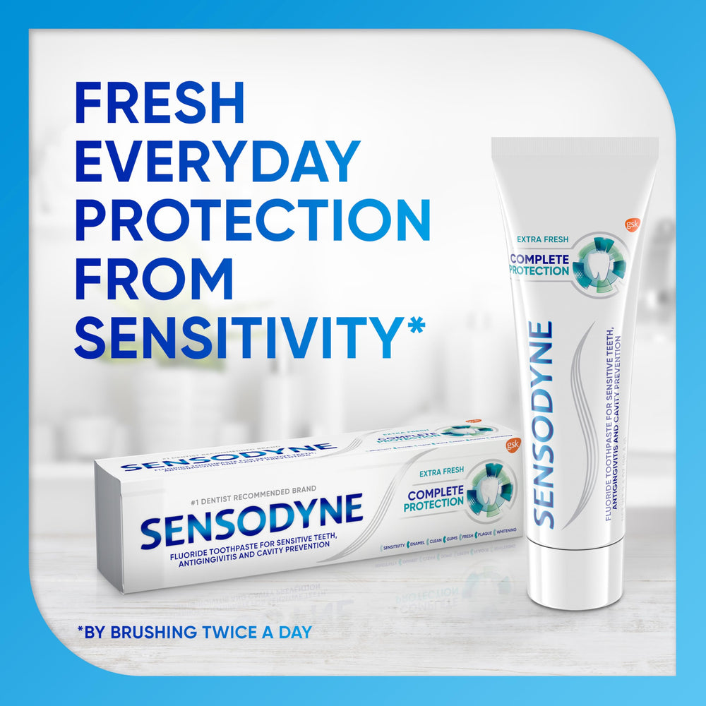 Sensodyne Complete Protection gingivitis seal on tube packaging