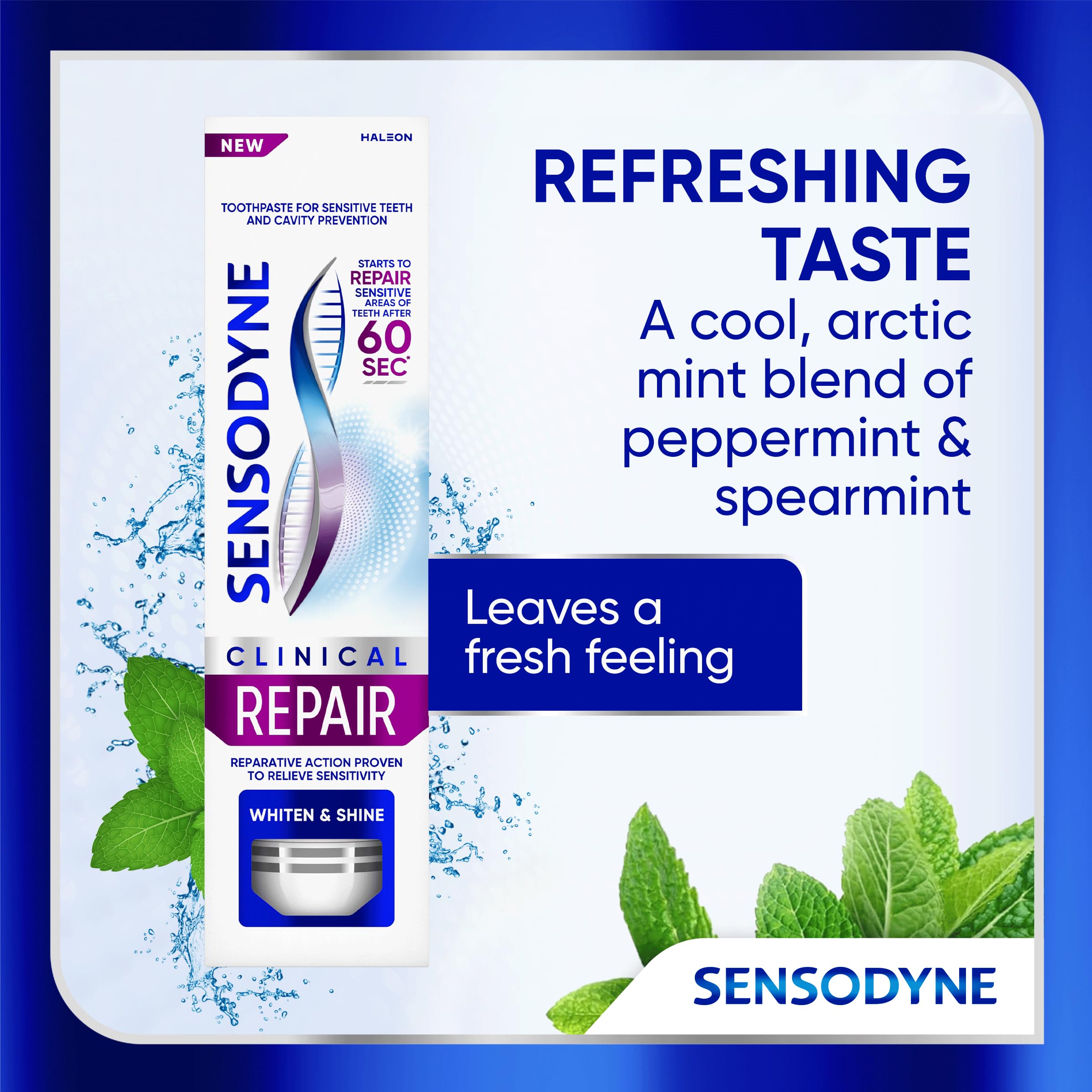 Easy-dispense cap on Sensodyne Clinical Repair whitening tube.