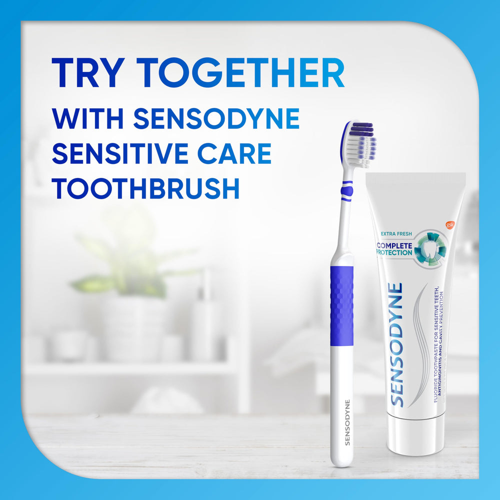 Sensodyne Extra Fresh flavor packaging for lasting breath