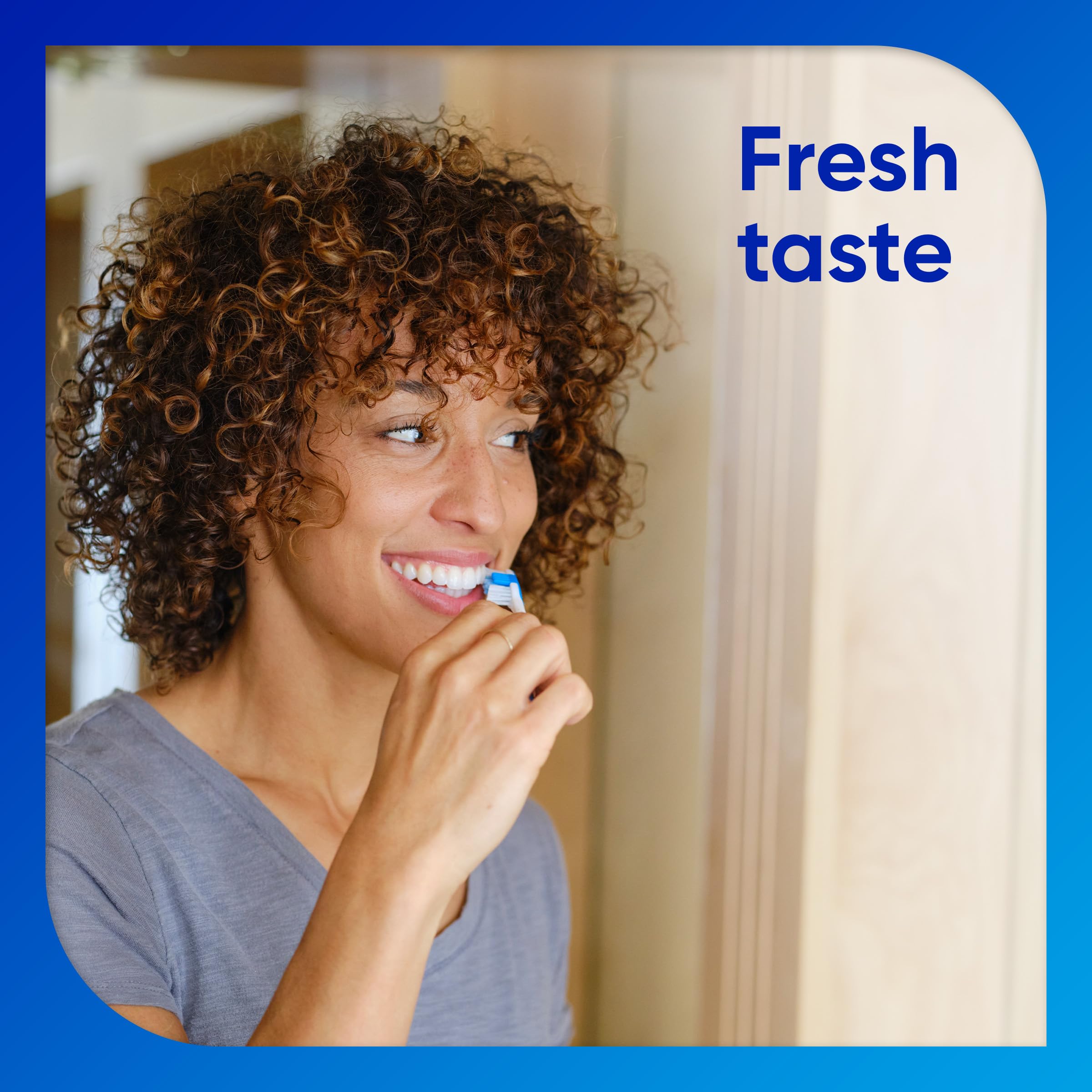 Visual cue for tartar reduction with Sensodyne.