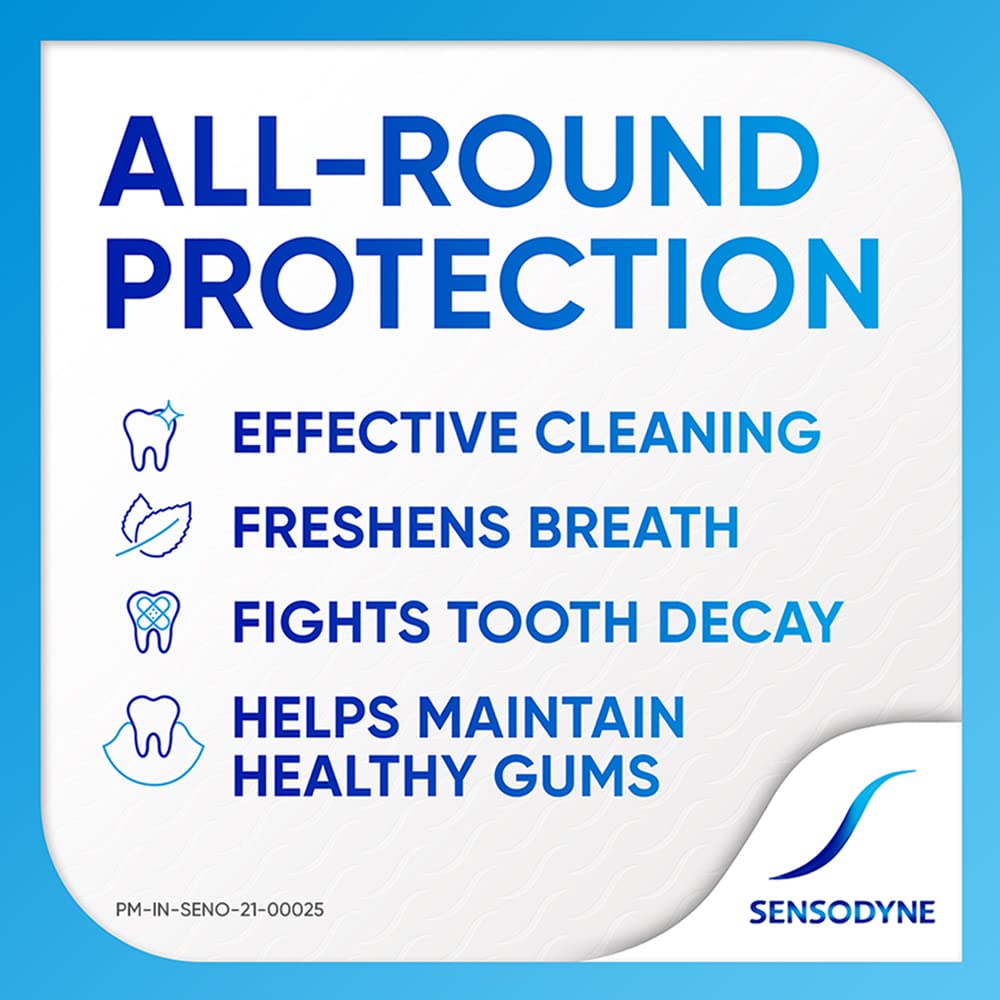 Close-up of texture highlighting silica and glycerin in Sensodyne toothpaste.