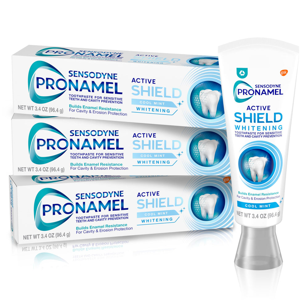 Sensodyne Pronamel Active Shield Cool Mint toothpaste tube for enamel protection