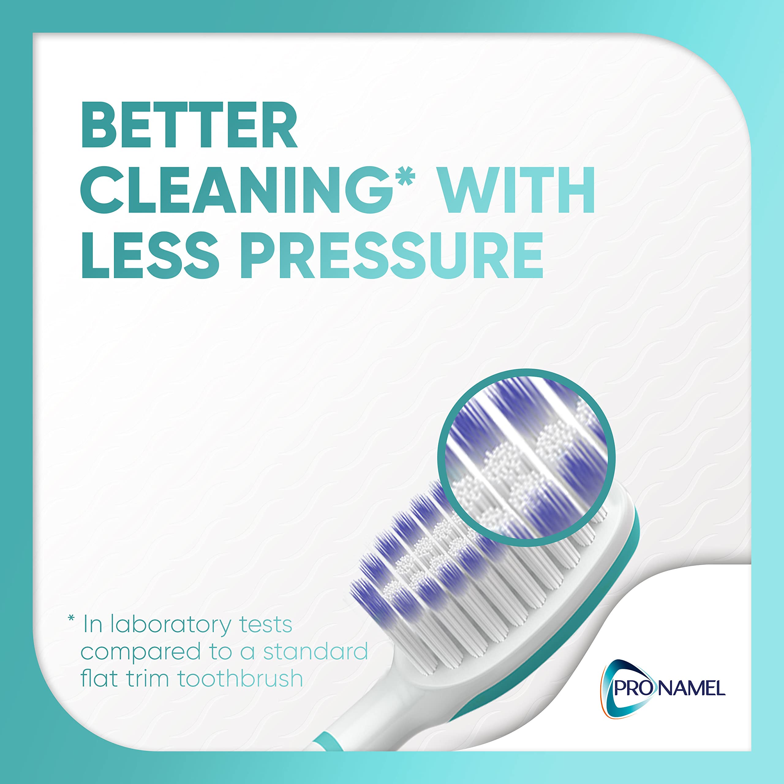 Adult Pronamel toothbrush designed to guard against overbrushing and enamel wear.