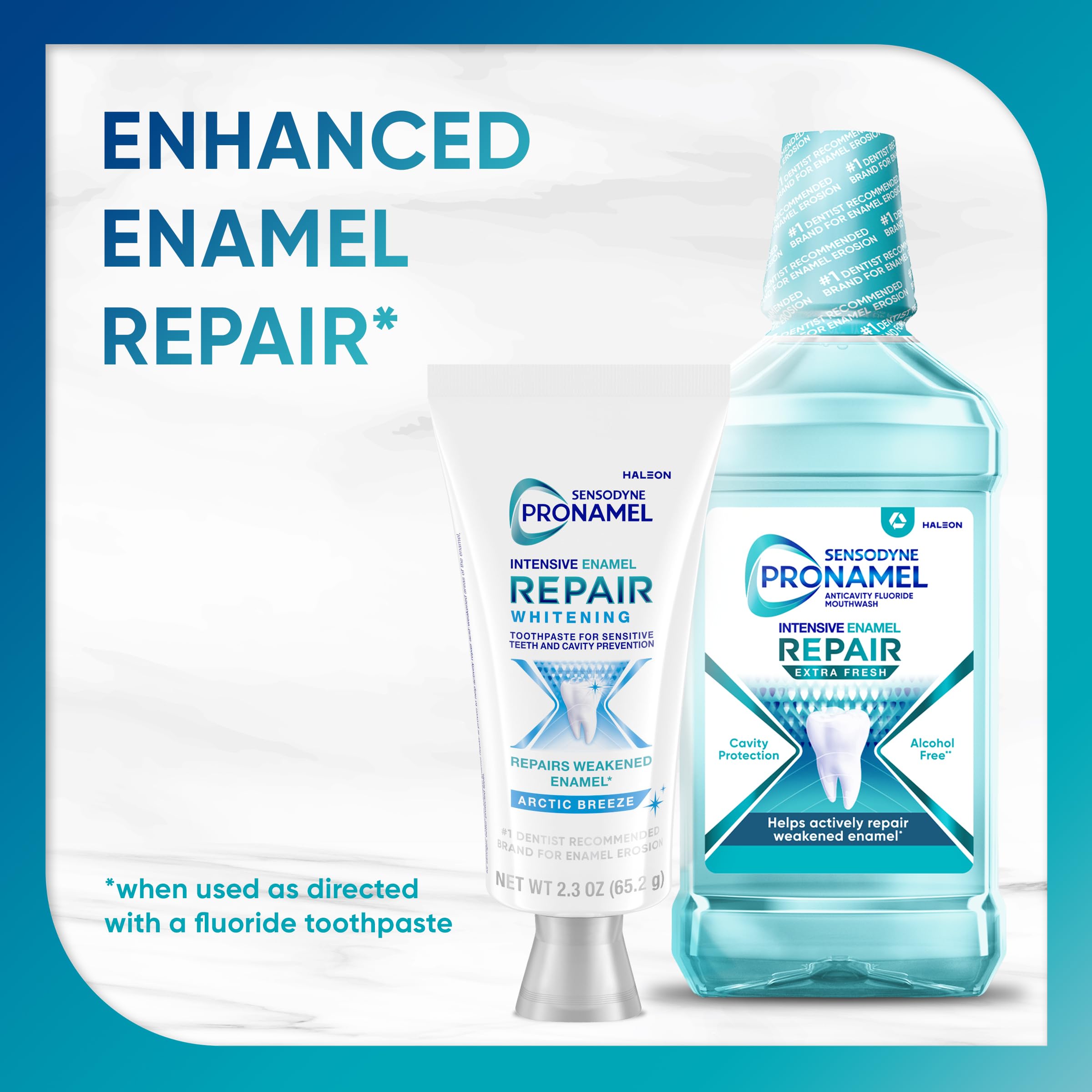 Sensodyne Pronamel on bathroom counter, daily enamel care made simple.
