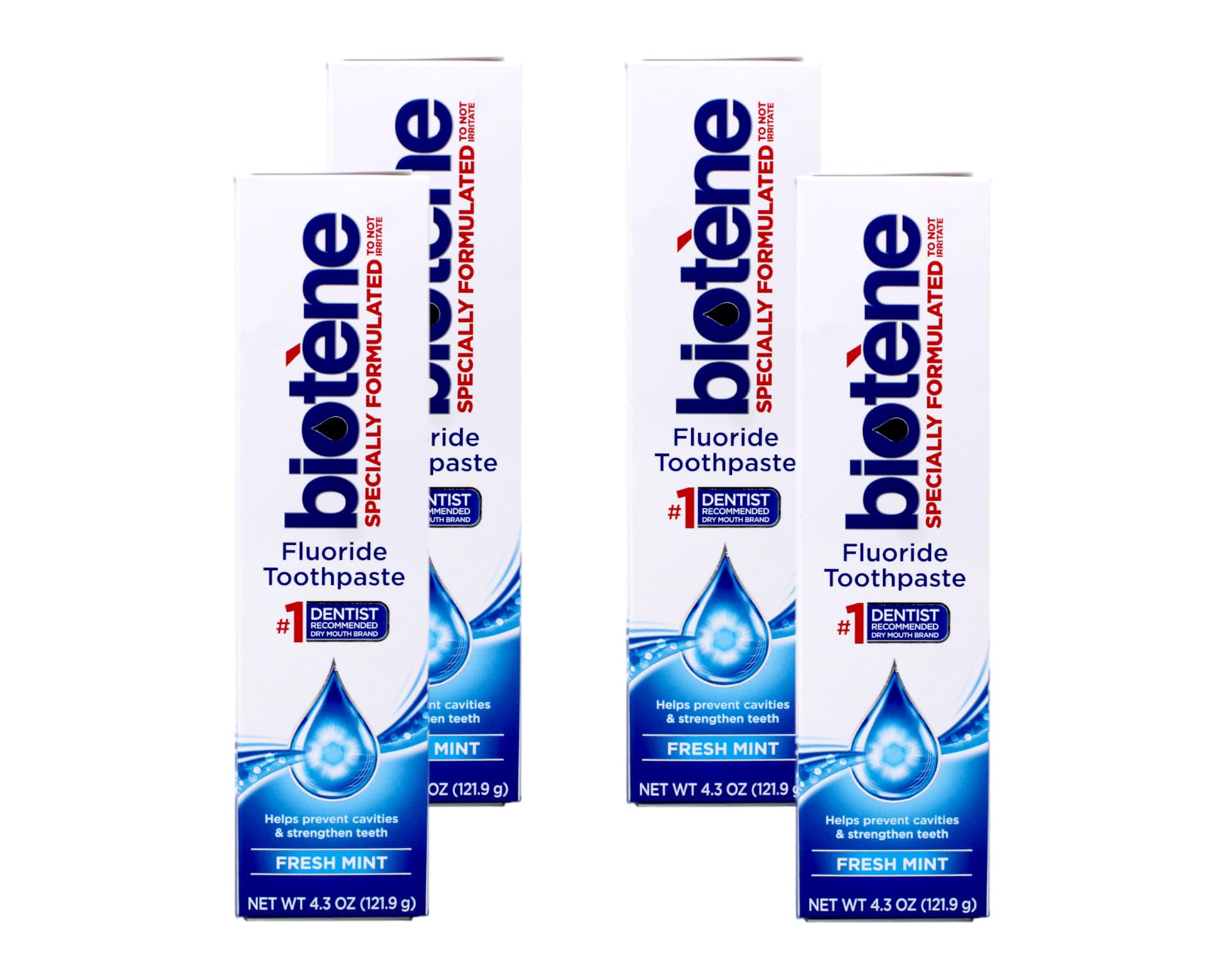 Biotene toothpaste box with fresh mint original flavor for dry mouth relief