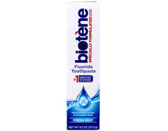 Close-up of Biotene tube showing triple enzyme protection