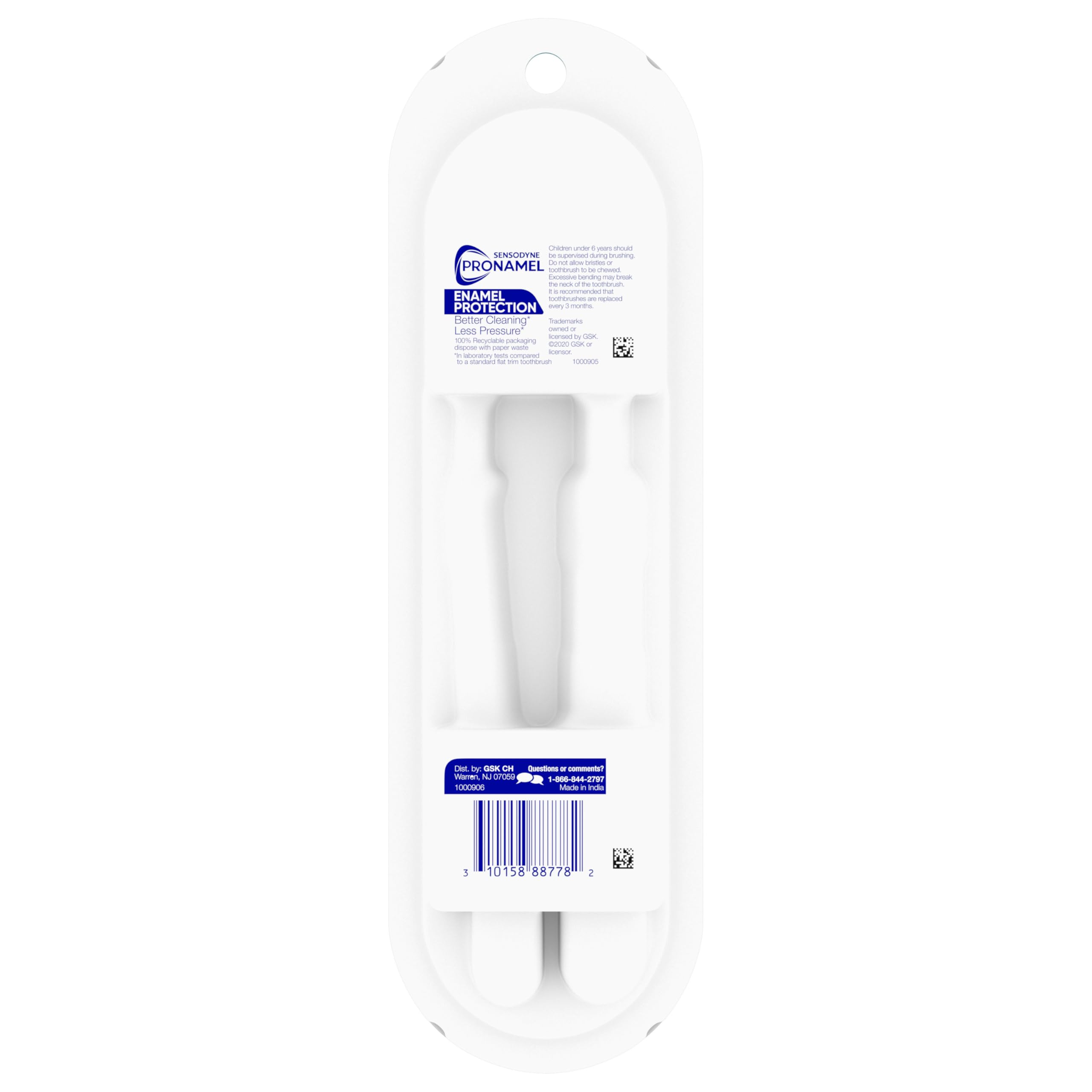 Pronamel brush head design with medium bristle density for efficient cleaning.