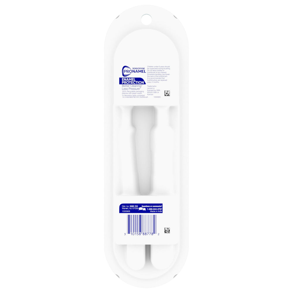 Pronamel brush head design with medium bristle density for efficient cleaning.