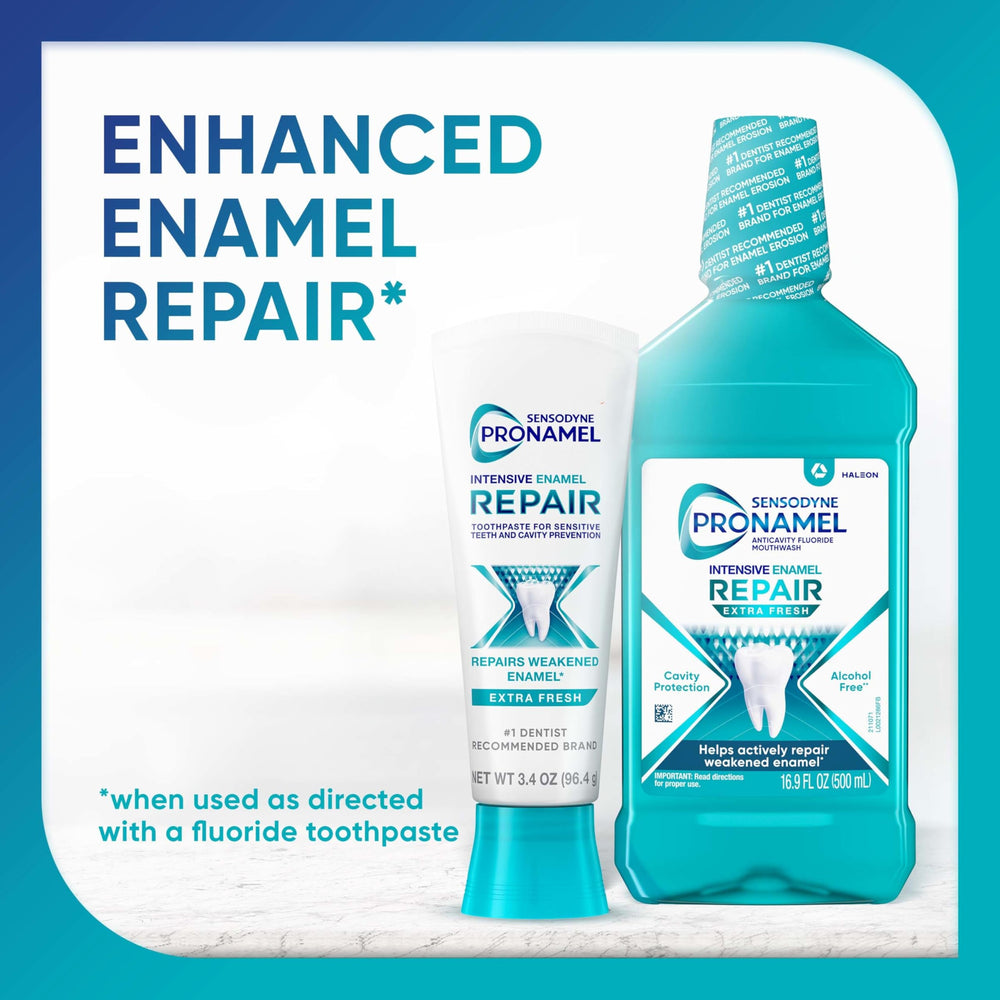 Brushing with Pronamel toothpaste and toothbrush for daily enamel care
