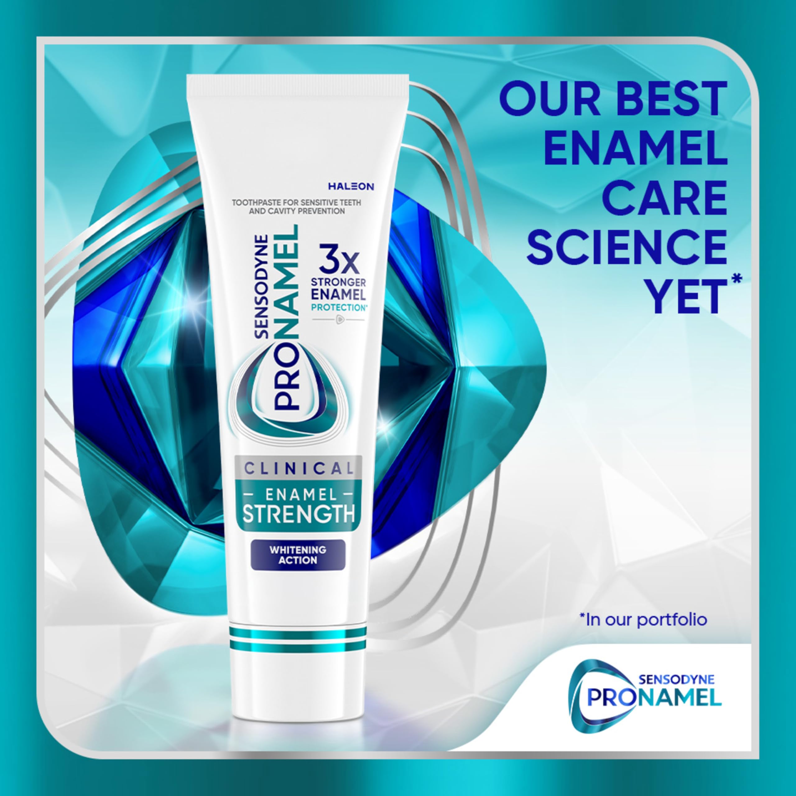Pronamel whitening action toothpaste tube close up showing enamel care benefits