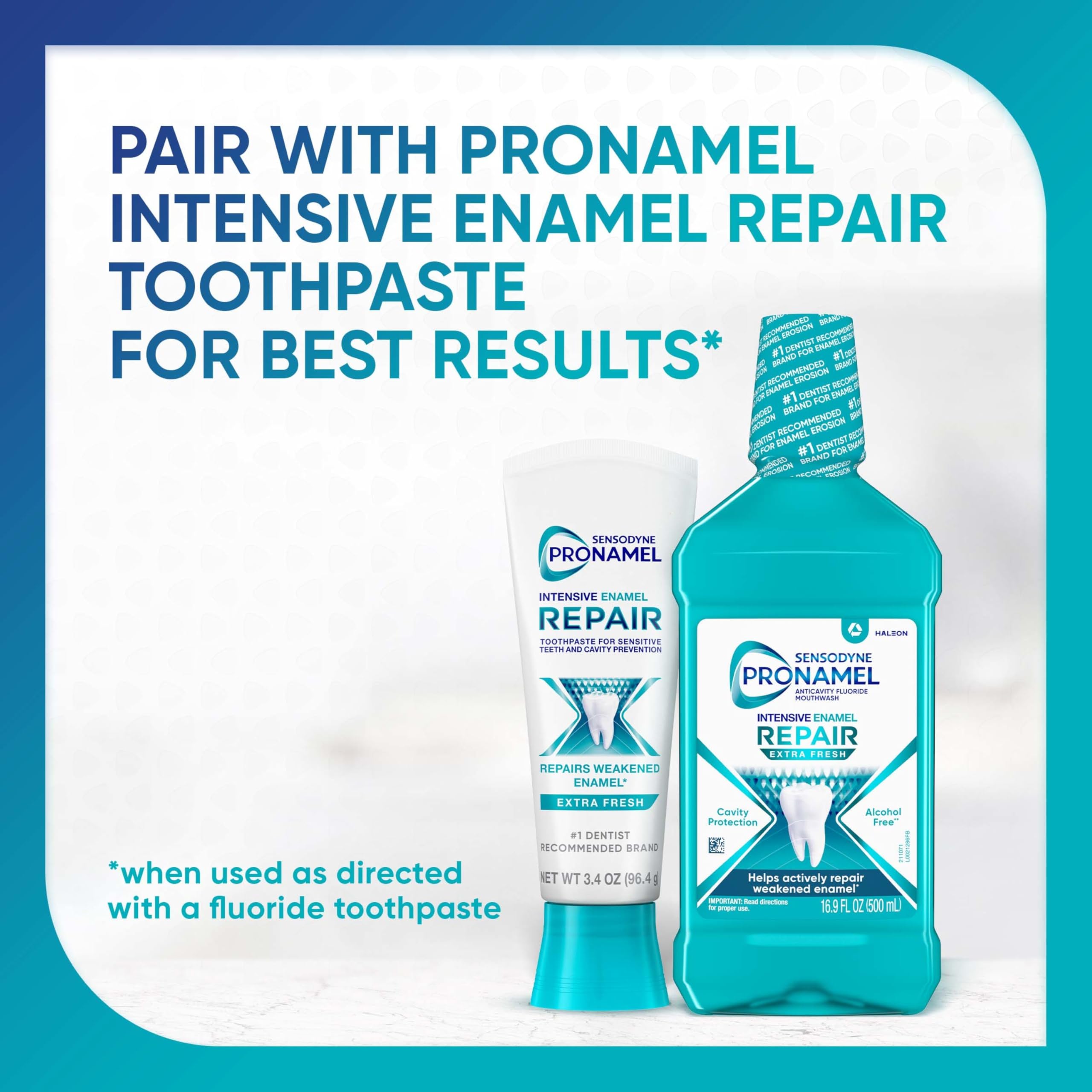 Sensodyne Pronamel daily defense against acid attacks on teeth.