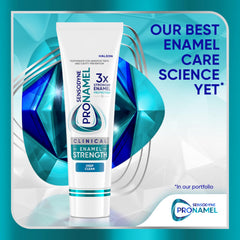 Sensodyne Pronamel deep-clean foaming action visual; supports thorough cleaning with enamel-safe formula.