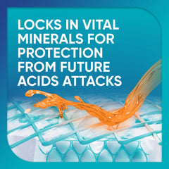 Sensodyne Pronamel enamel remineralization action visual emphasizing mineral restoration.