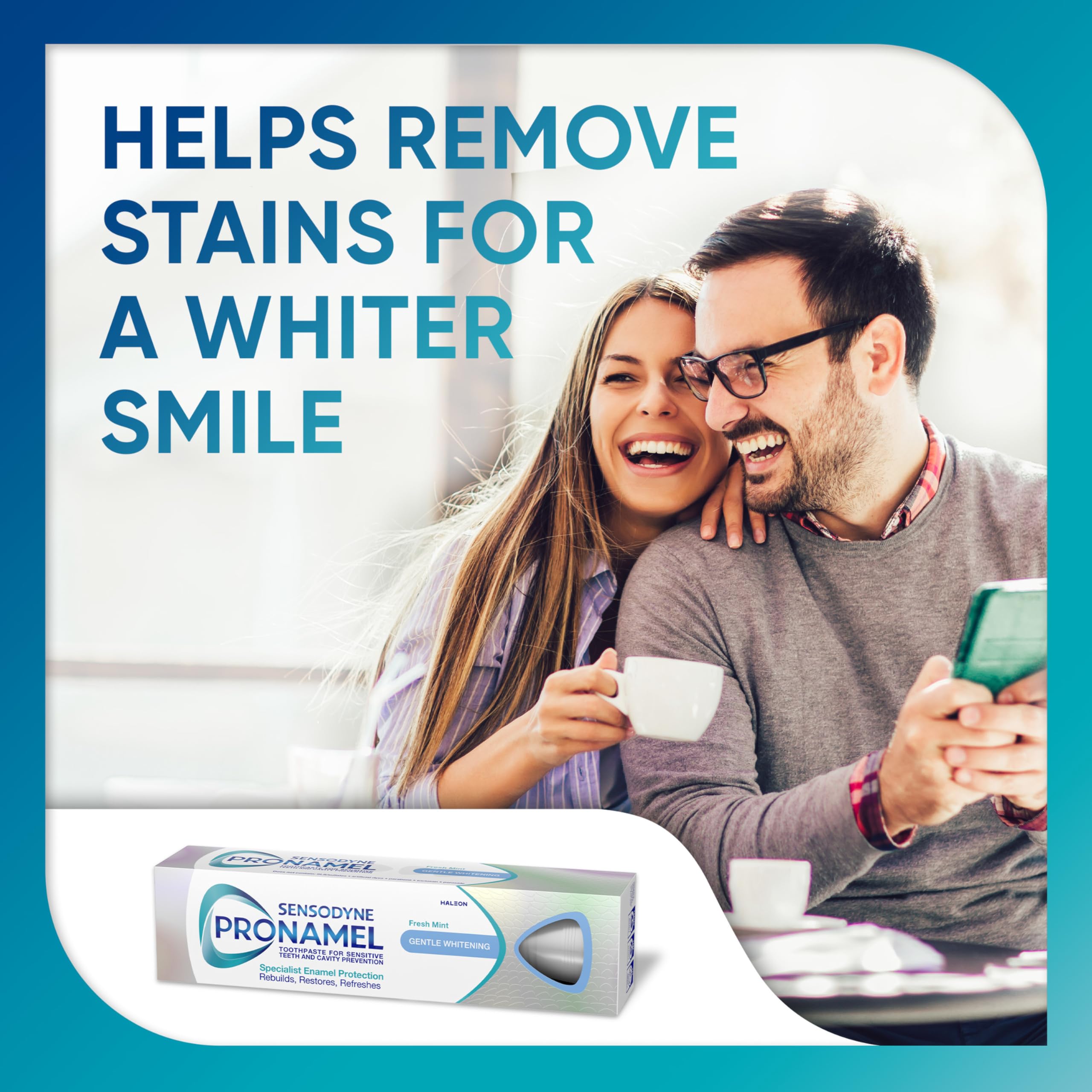 Sensodyne Pronamel enamel-strengthening graphic communicates protection.