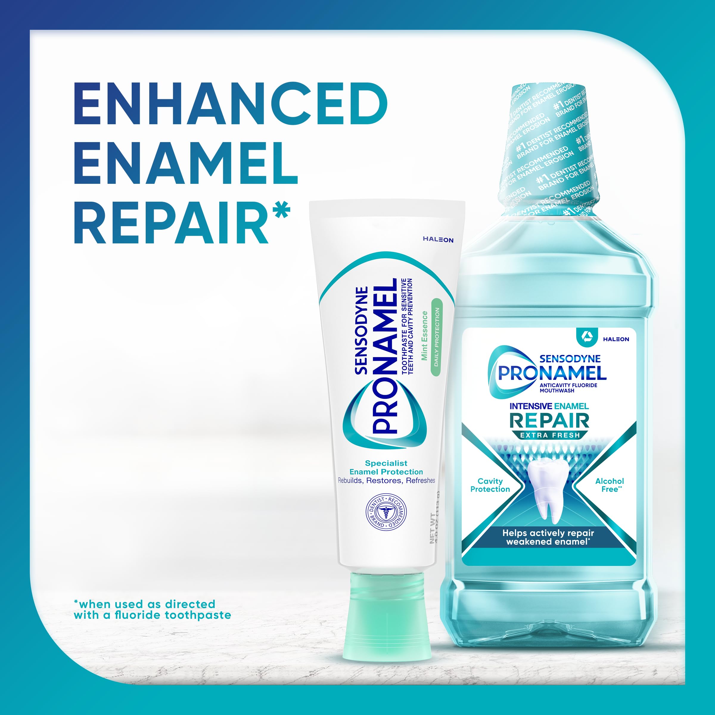 Sensodyne Pronamel fluoride-release-graphic illustrating enamel protection concept.