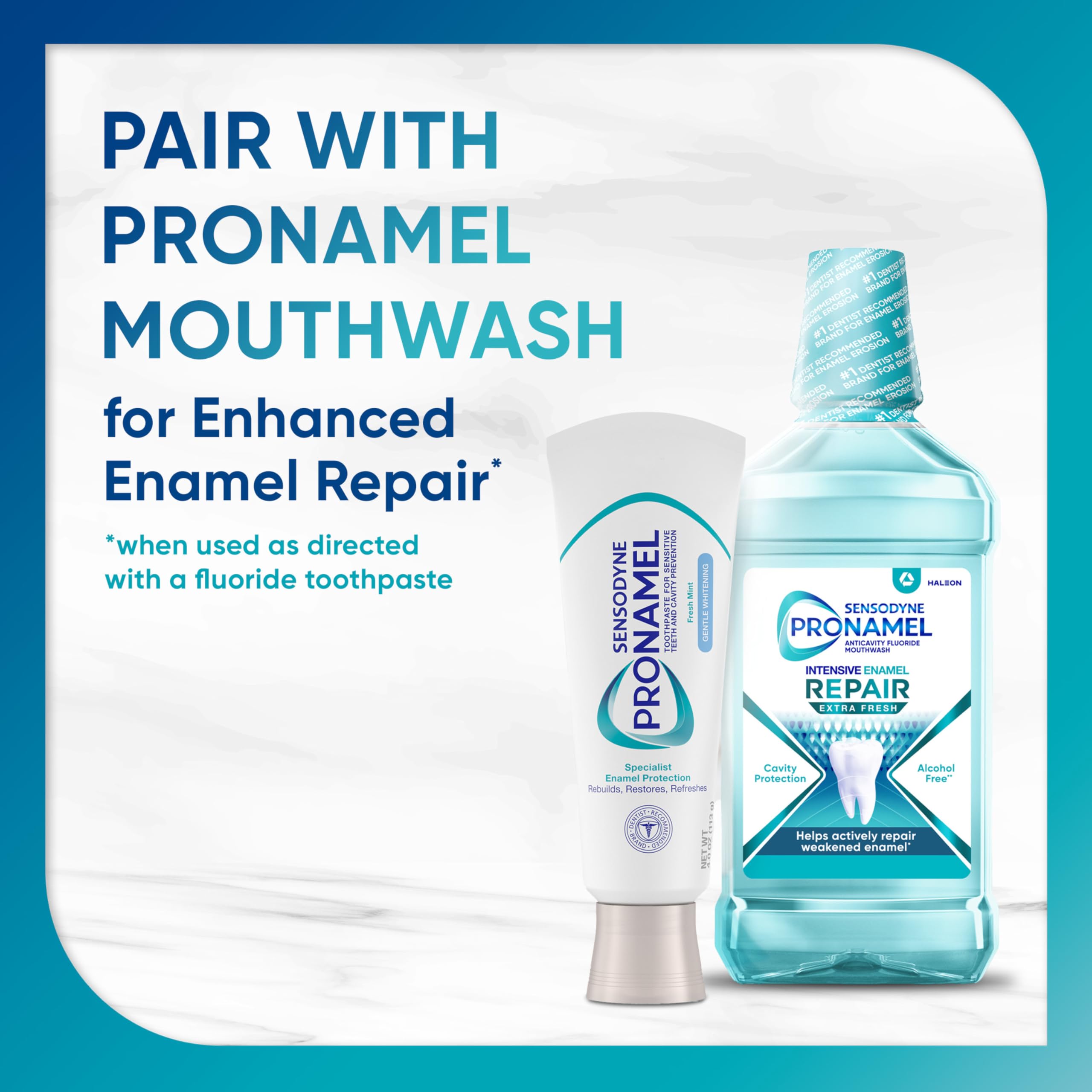 Sensodyne Pronamel close-up of sensitivity relief features.
