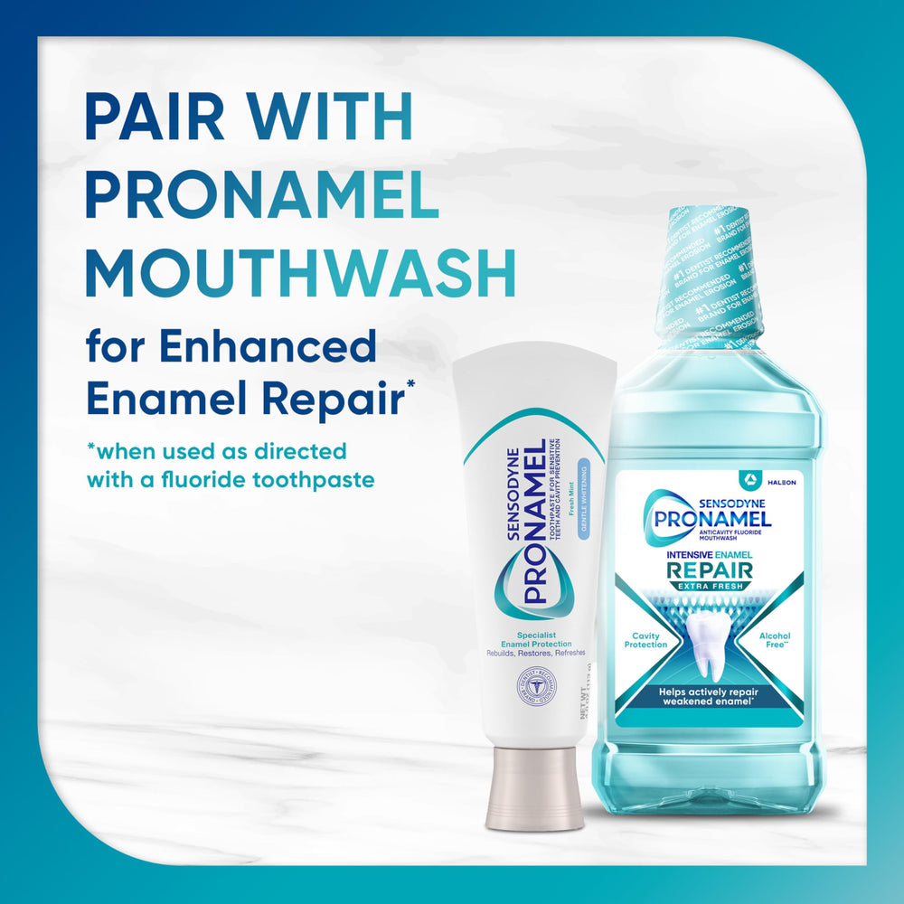 Sensodyne Pronamel close-up of sensitivity relief features.