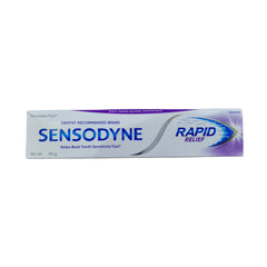 Sensodyne Rapid Relief toothpaste 80g pack 2 in box, ideal for quick daily brushing.