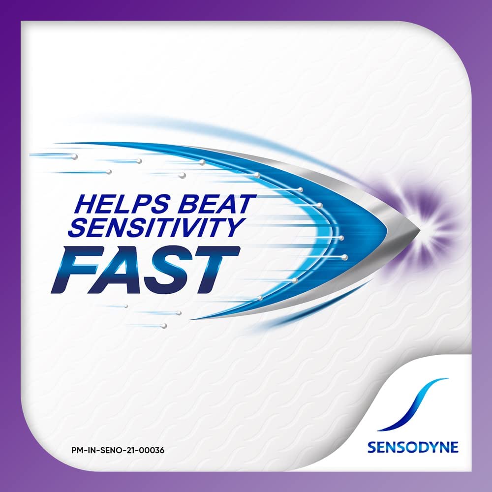 Texture close-up of Sensodyne Rapid Relief toothpaste suggesting smooth mouthfeel.