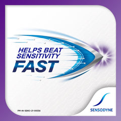 Texture close-up of Sensodyne Rapid Relief toothpaste suggesting smooth mouthfeel.