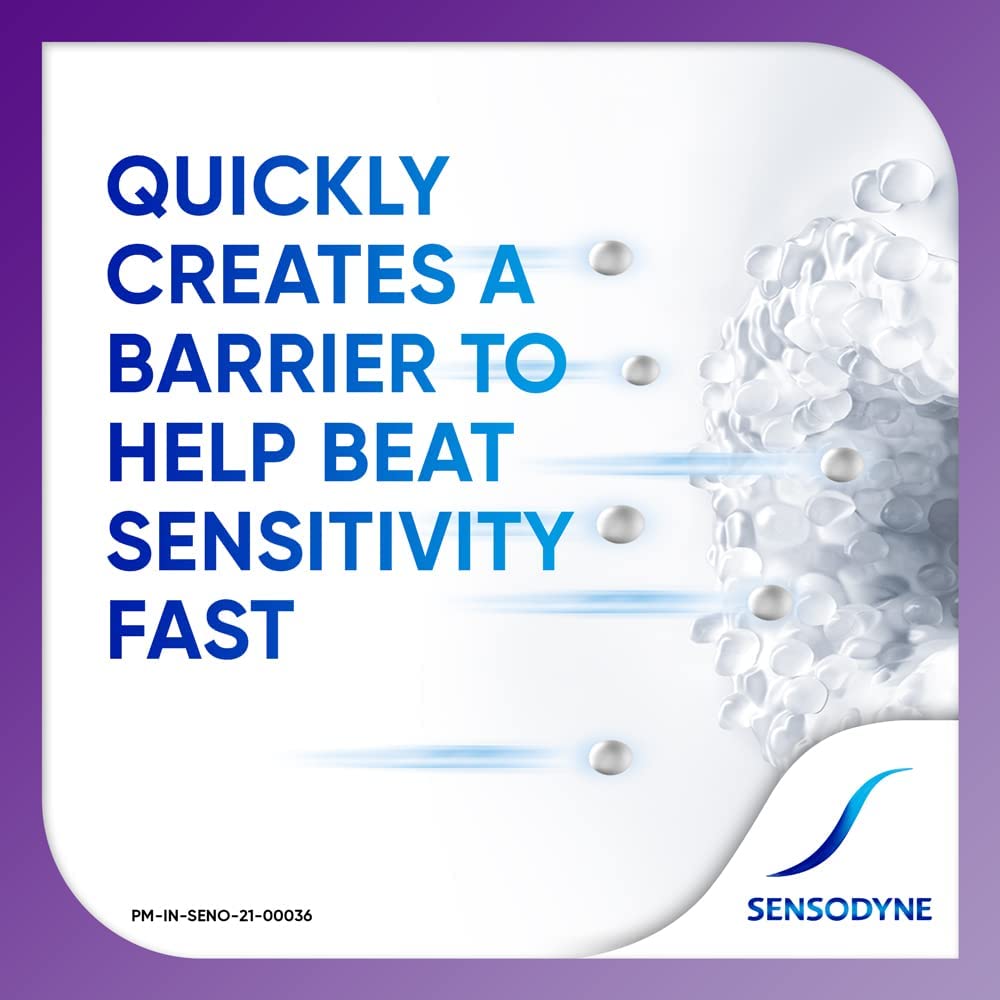 Front view of Sensodyne Rapid Relief 80g tubes, convenient daily use.