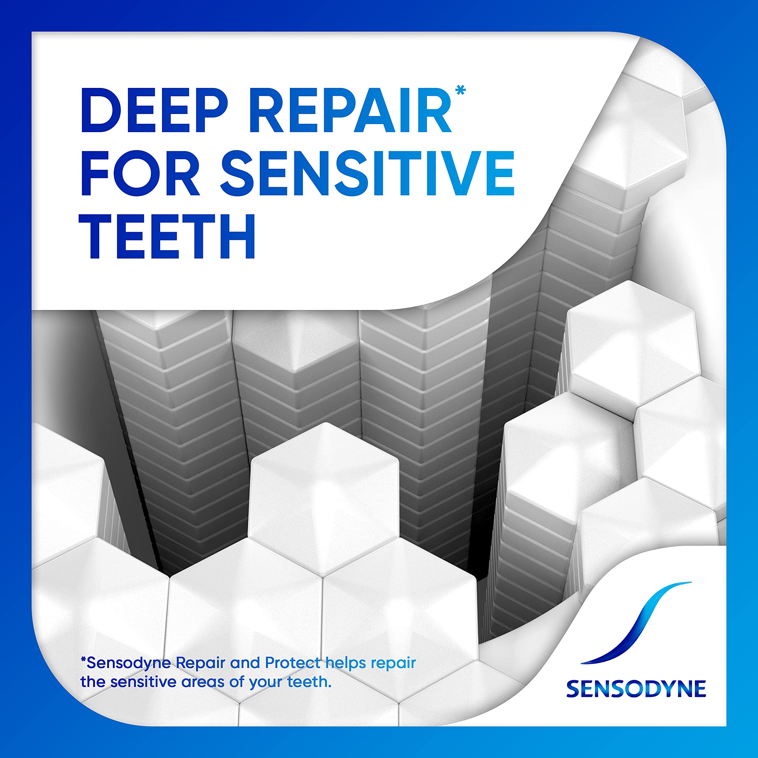 Sensodyne Repair and Protect Whitening foamy paste on brush, fresh feel ready.