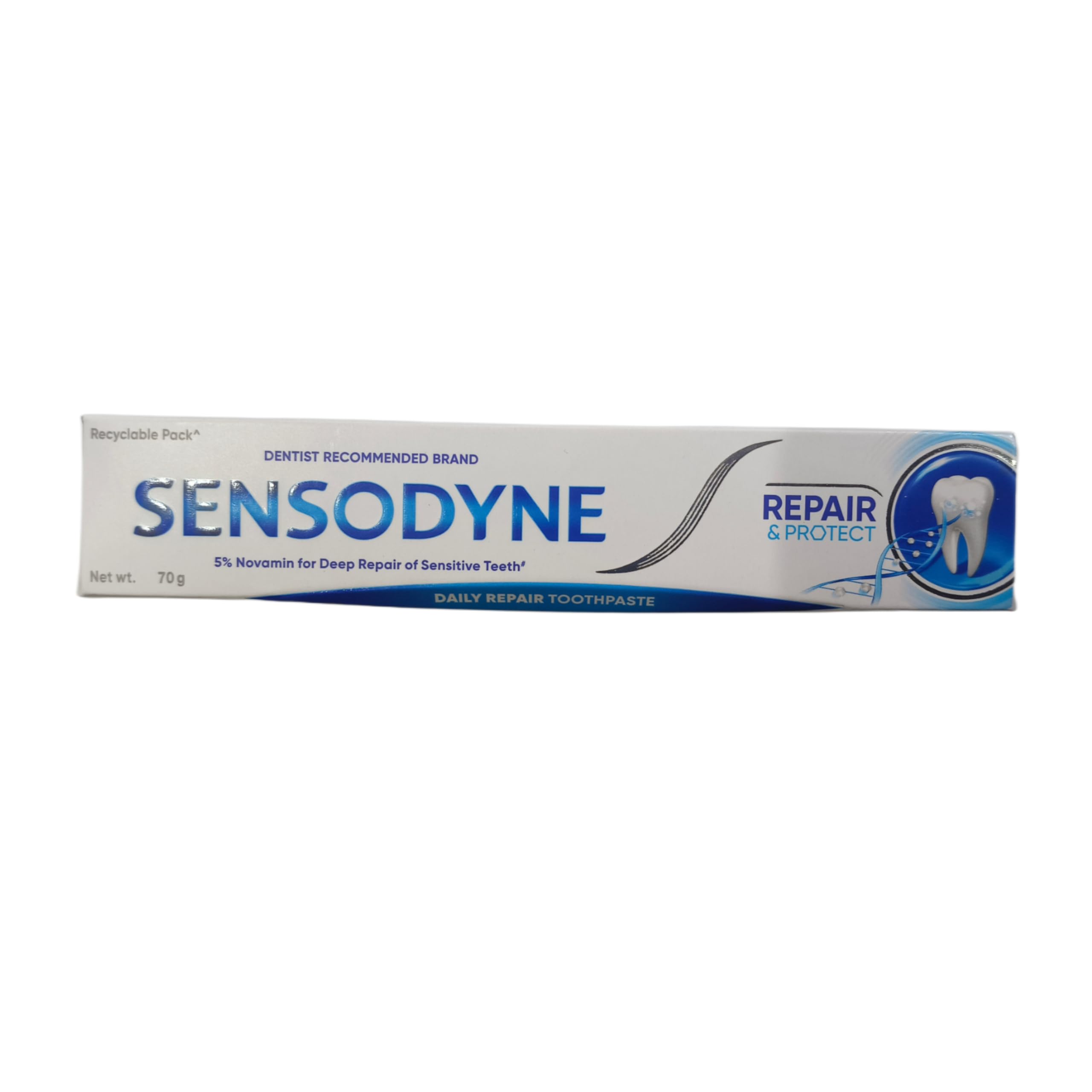 Creamy Sensodyne Repair Protect paste texture