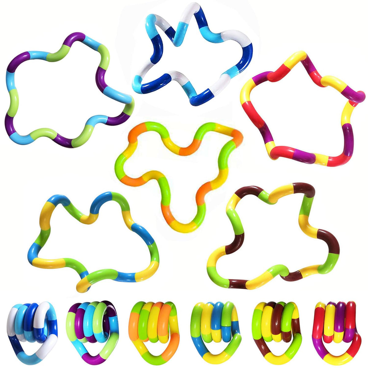 Sensory Fidget Toys 6-Pack: vibrant twists support focus and relaxation during breaks.