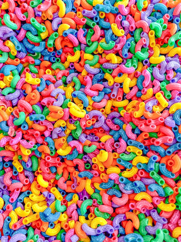 Sensory-N-Stuff Rainbow Pasta closeup texture highlights tactile discovery