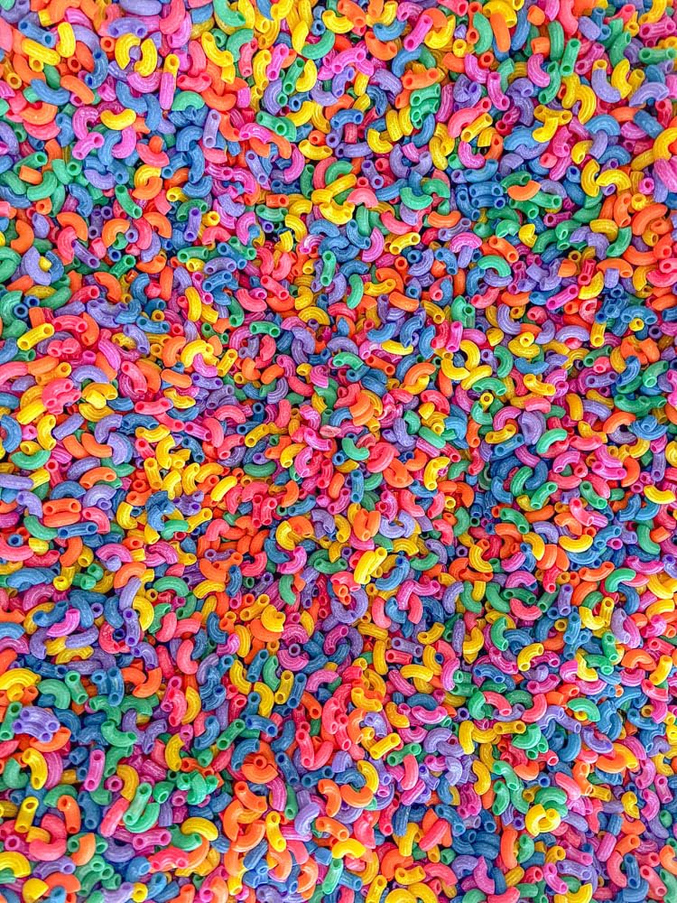 Sensory-N-Stuff Rainbow Pasta kid-friendly sensory play option for themed activities