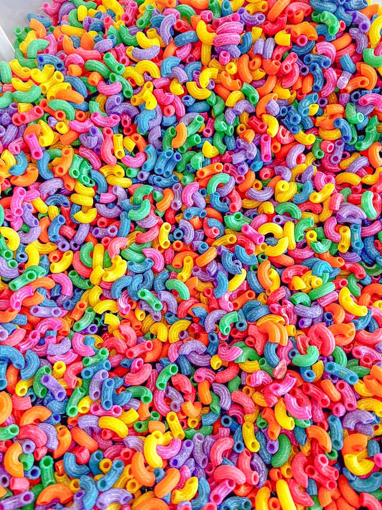 Sensory-N-Stuff Rainbow Pasta non-toxic materials support safe exploratory activities