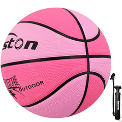 Senston pink 27.5-inch basketball front view with a comfortable grip for dribbling.