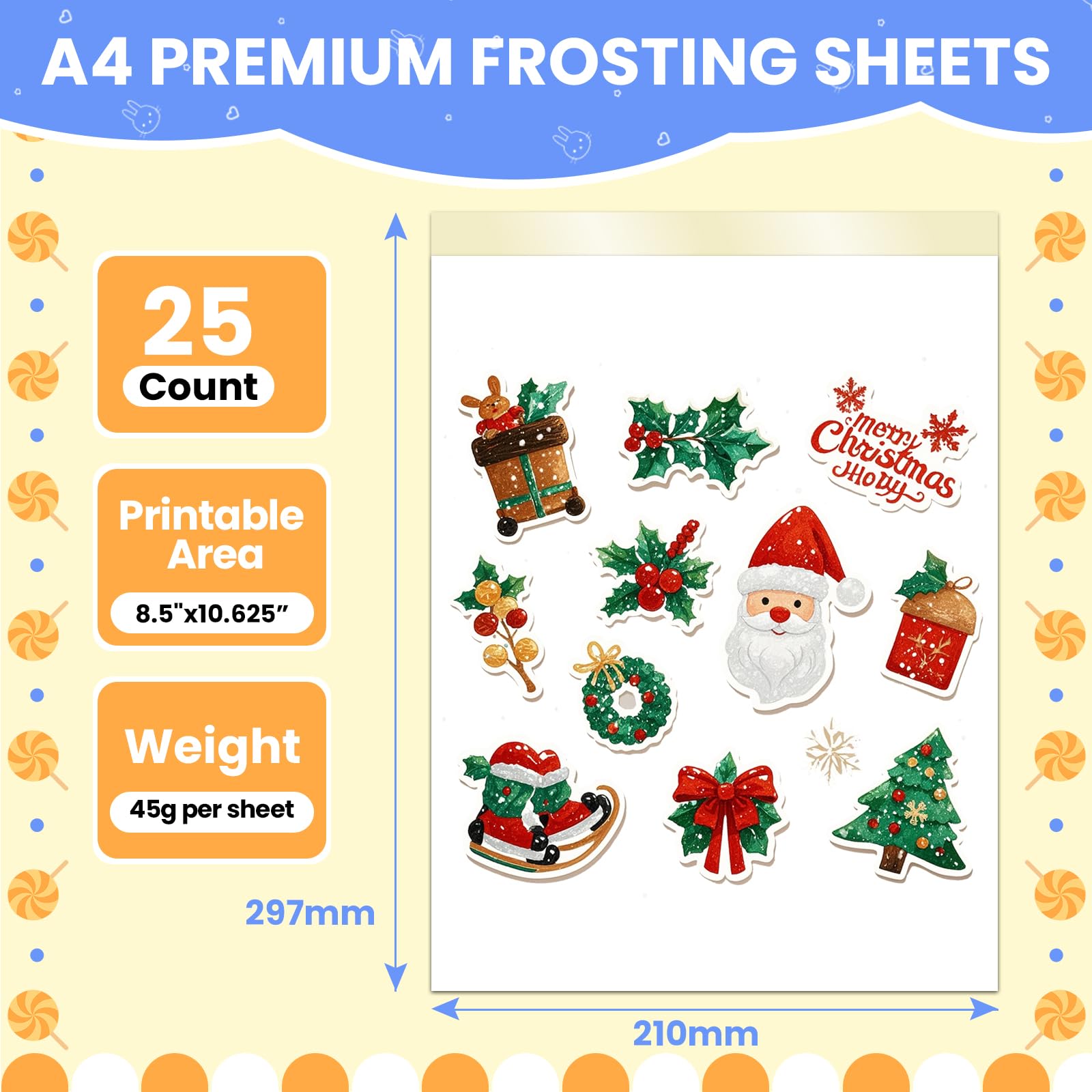 SENTRELA printer-compatible sugar sheets for edible images on treats.