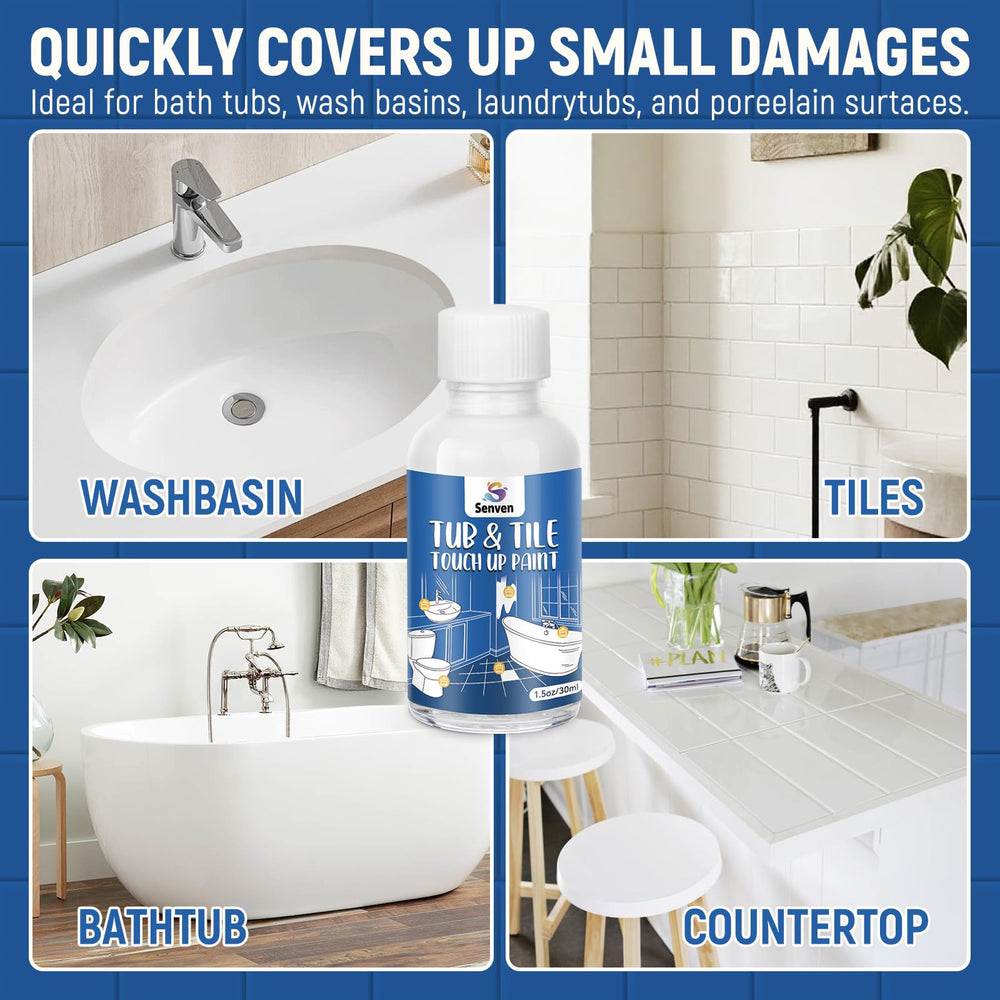 SENVEN tub tile gloss white paint kit wide-surface use on porcelain, enamel, and ceramic