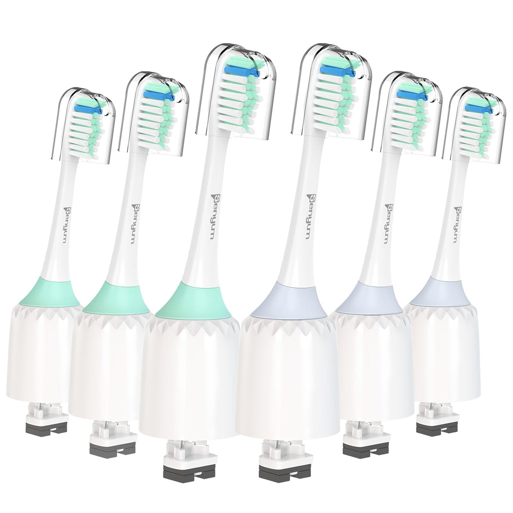 Senyum Philips Sonicare screw-on head six-pack packaging shows easy replacement and wide compatibility