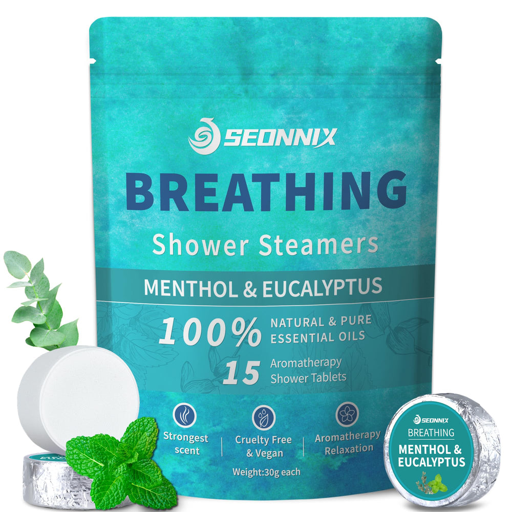 SEONNIX shower steamers menthol eucalyptus pack releasing refreshing aroma