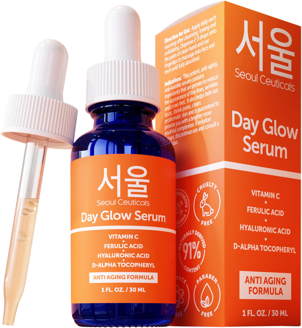 SeoulCeuticals 20% vitamin C serum bottle for brightening and even tone.