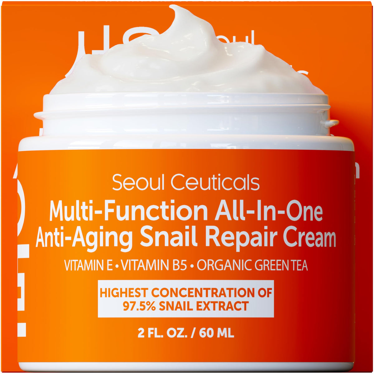 SeoulCeuticals snail mucin moisturizer bottle for daily hydrating comfort.