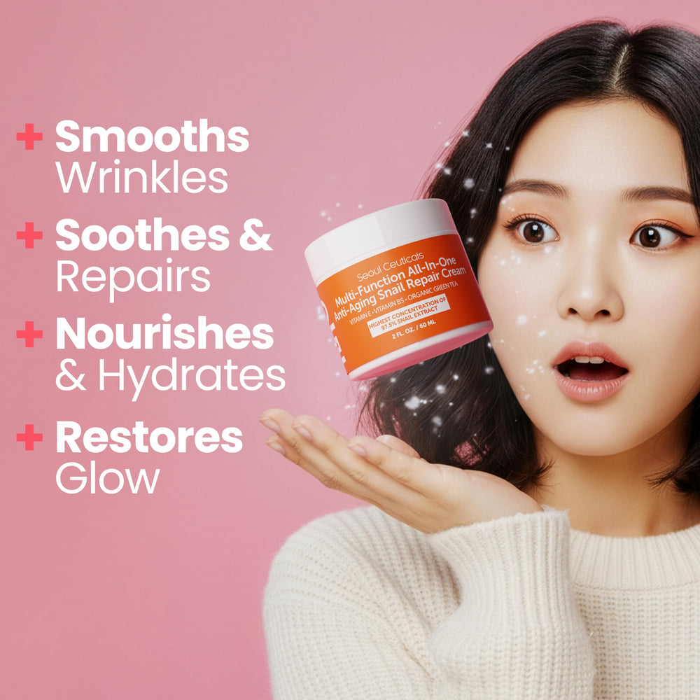 SeoulCeuticals snail mucin moisturizer jar showing rich texture for night-time repair.