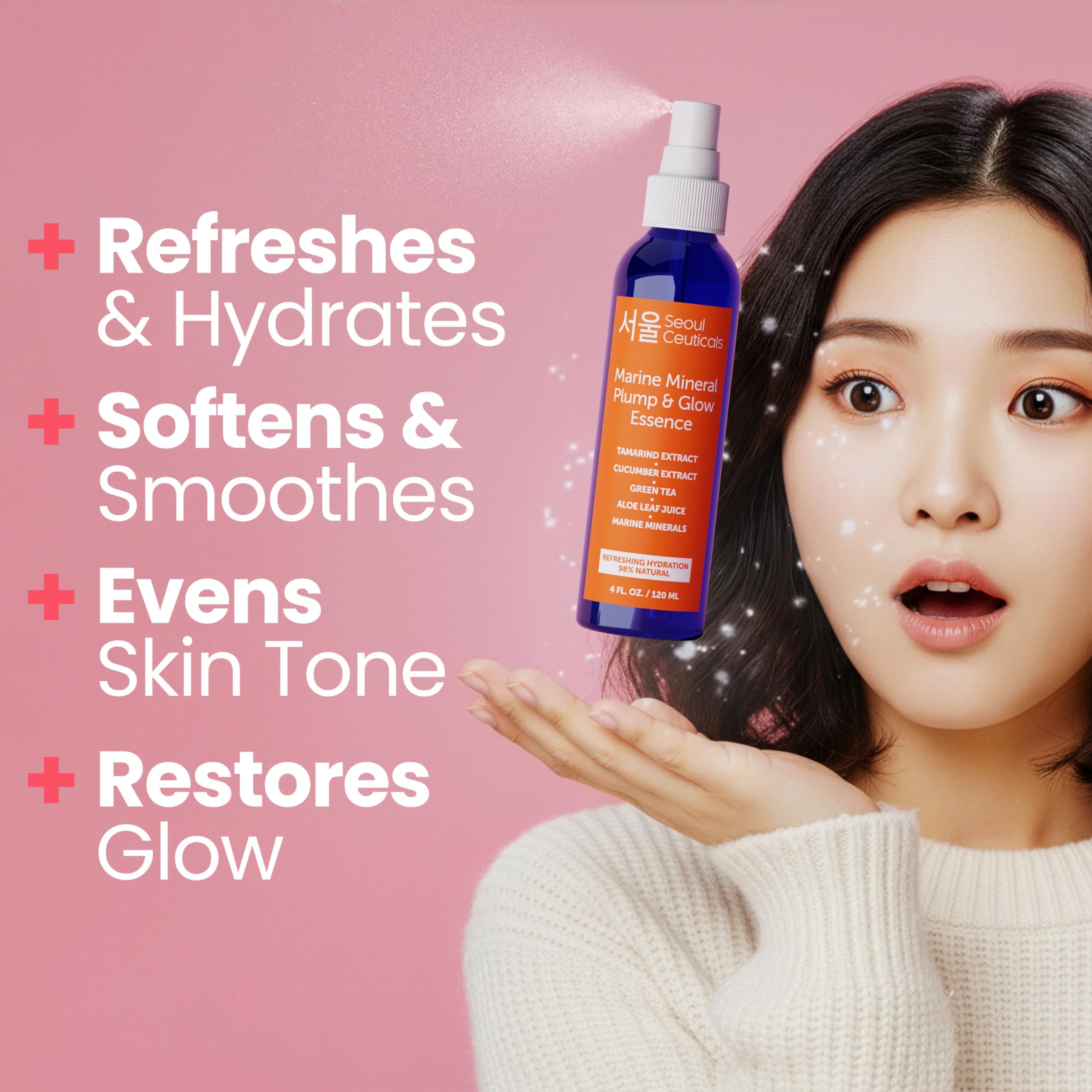 SeoulCeuticals face spray mist in action delivering a light, even hydration spray.