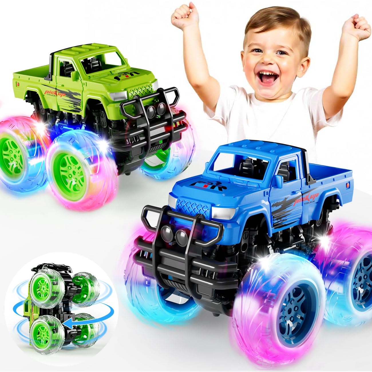 SEPHIX Monster Truck Set: two vibrant trucks for imaginative play.